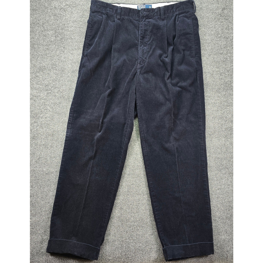Polo Ralph Lauren Hammond Pants Mens 36x30 (35x30) Dark Navy Corduroy Pleated